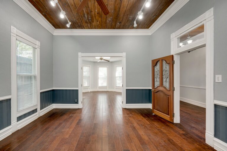 Open interior workspace with wood ceiling at 1309 E 7th St, Austin, TX 78702