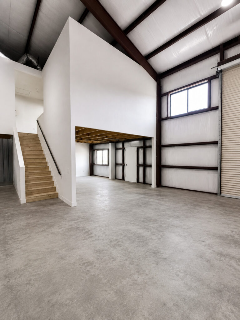 Suite 1400 warehouse interior and mezzanine at 15210 Fitzhugh Rd, Austin, TX 78736