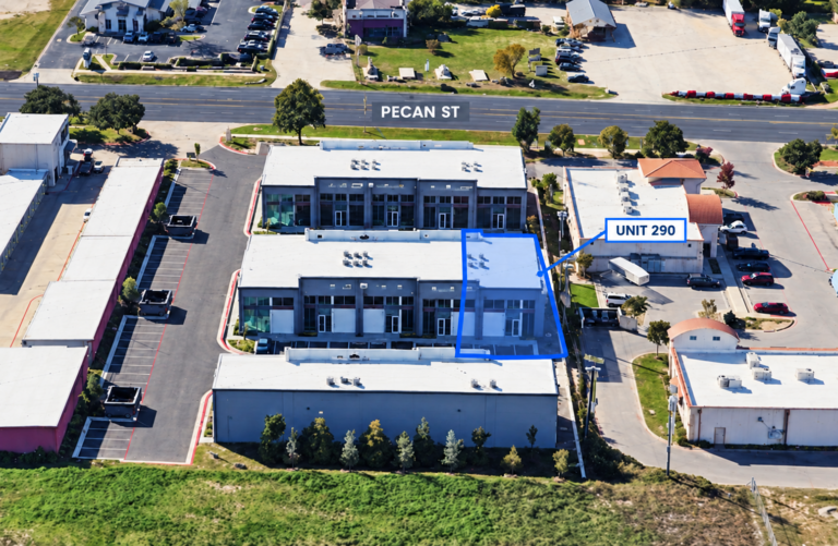 Annotated aerial locating Unit 290 at 2512 W Pecan St #290, Pflugerville, TX 78660